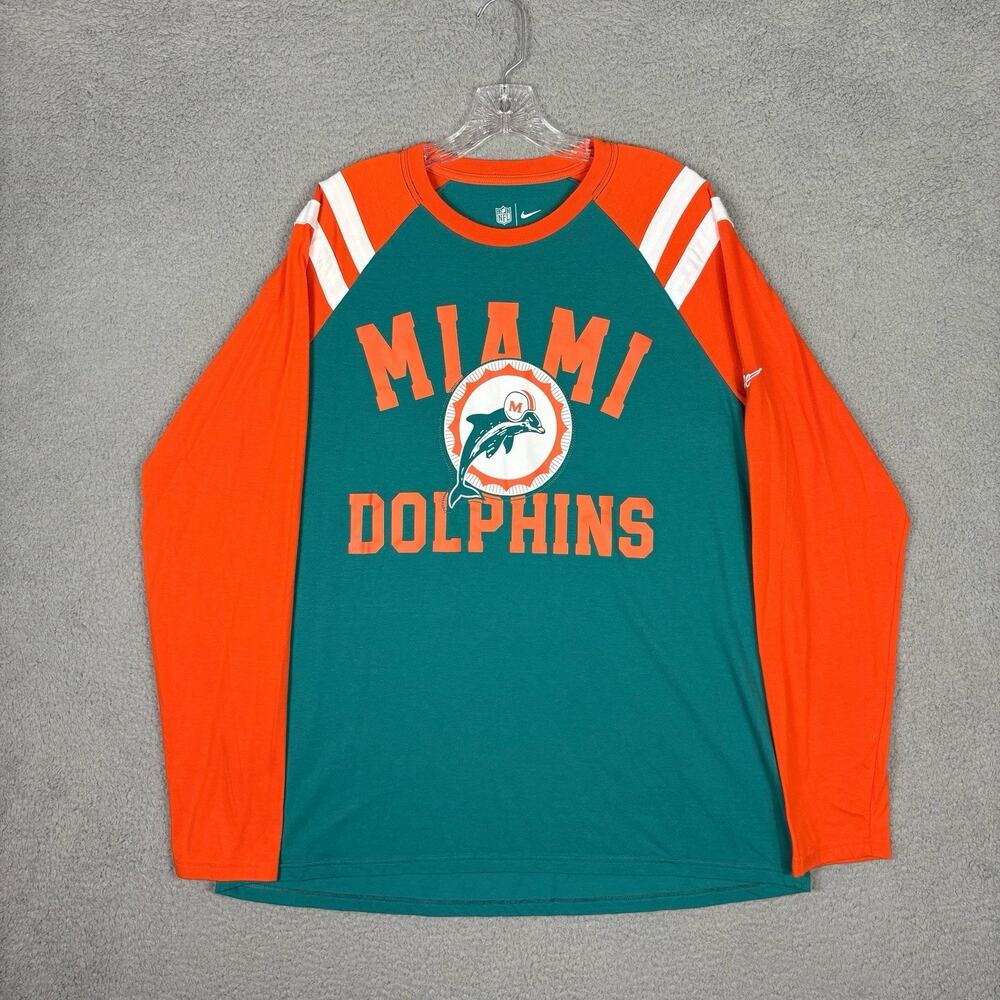 Nike Miami Dolphins Classic Arc Raglan T-shirt Men’s XL NFL Fan Retro Casual